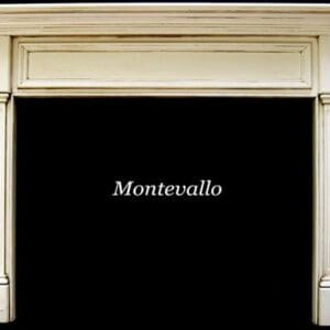 A fireplace mantle with the word montevallo written in front of it.