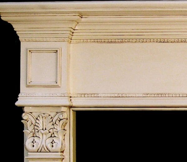 A close up of the fireplace mantle