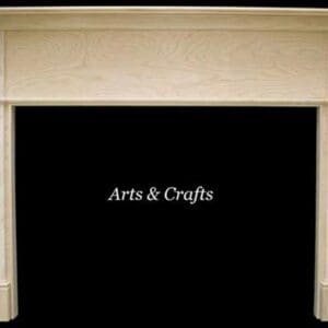 A fireplace mantle with the words " arts & crafts " above it.