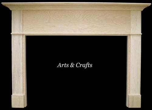 A fireplace mantle with the words " arts & crafts " above it.