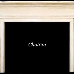 A fireplace with the word chatom written in front of it.