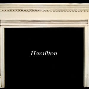 A fireplace with the word hamilton written above it.