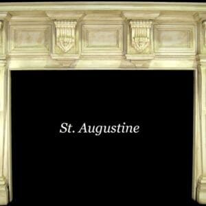 A fireplace with the name st. Augustine written above it