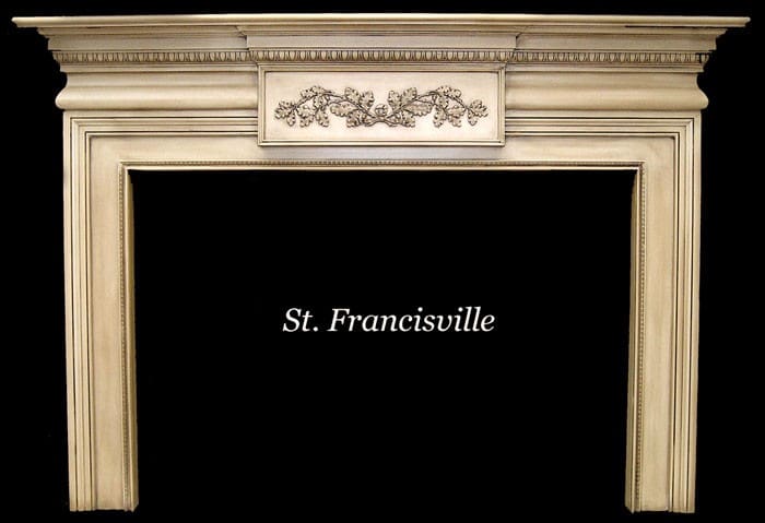 A fireplace mantle with the name of st. Francisville