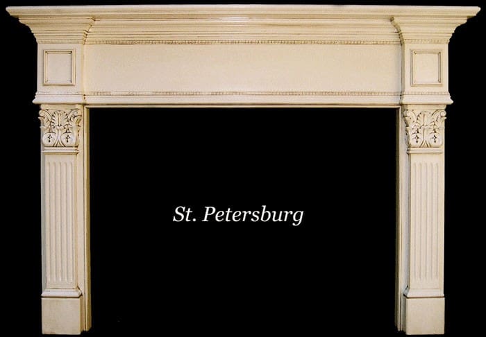 A fireplace with the words st. Petersburg written above it