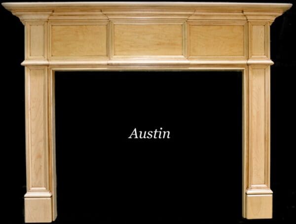 A fireplace mantle with the name " austin ".