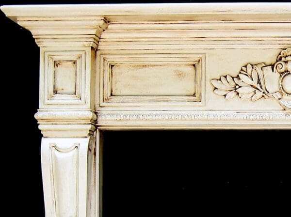 A close up of the fireplace mantle