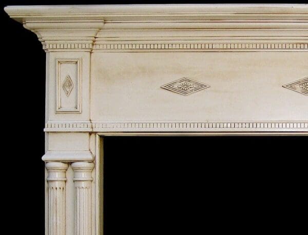 A close up of the fireplace mantle