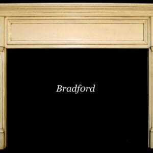 A fireplace mantle with the name bradford written in front of it.