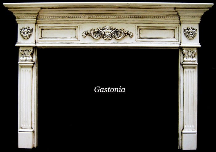 A fireplace mantle with the word gastonia written underneath it.