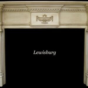 A fireplace with the words lewishburg on it.