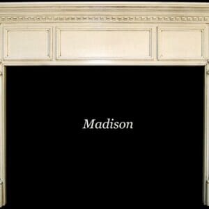 A fireplace mantle with the name madison on it.