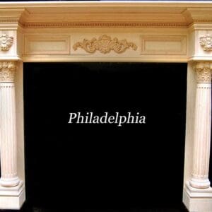 A fireplace with pillars and capitals in philadelphia.