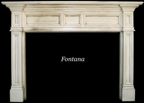 White painted fireplace mantel.